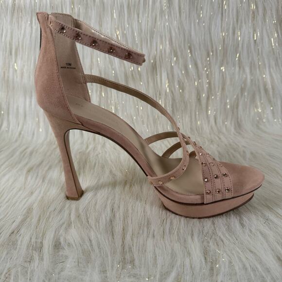 NEW Pelle Mode Womens Neela Blush Kid Suede Leather Platform Strappy Heels 10 - Picture 3 of 9